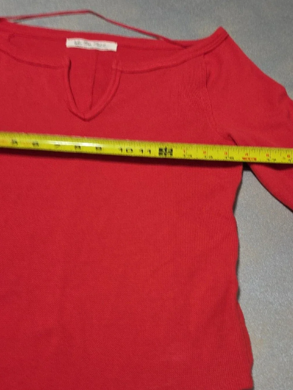 Free People Red Off-Shoulder Sweater with Patterned Knit Cuffs NWOTS